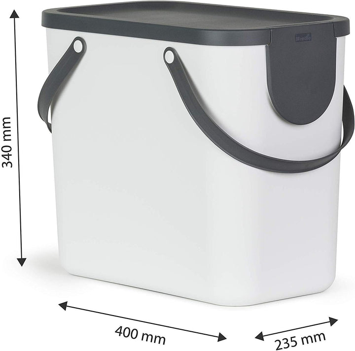 Rotho Albula Mülltrennungssystem 25l für die Küche, Kunststoff (PP) BPA-frei, weiss/anthrazit, 25l (