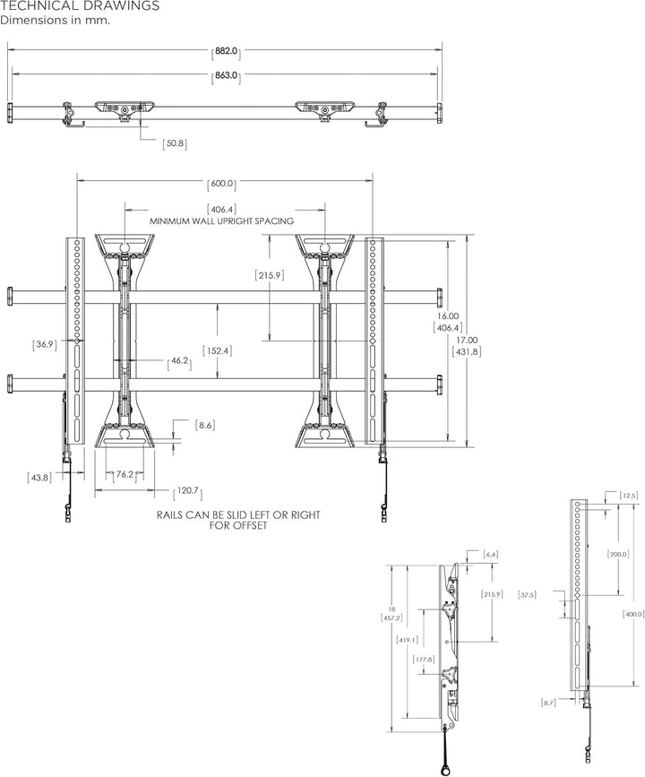 Chief LSM1U Large Fusion mikroverstellbare, fixe Display-Wandhalterung, Querformat, Schwarz (42' - 8