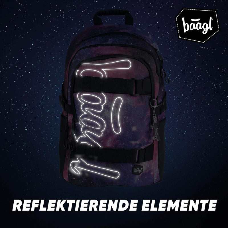 Baagl Schulrucksack für Jungen Mädchen Teenager - Skateboard Rucksack - Kinderrucksack mit Laptopfac