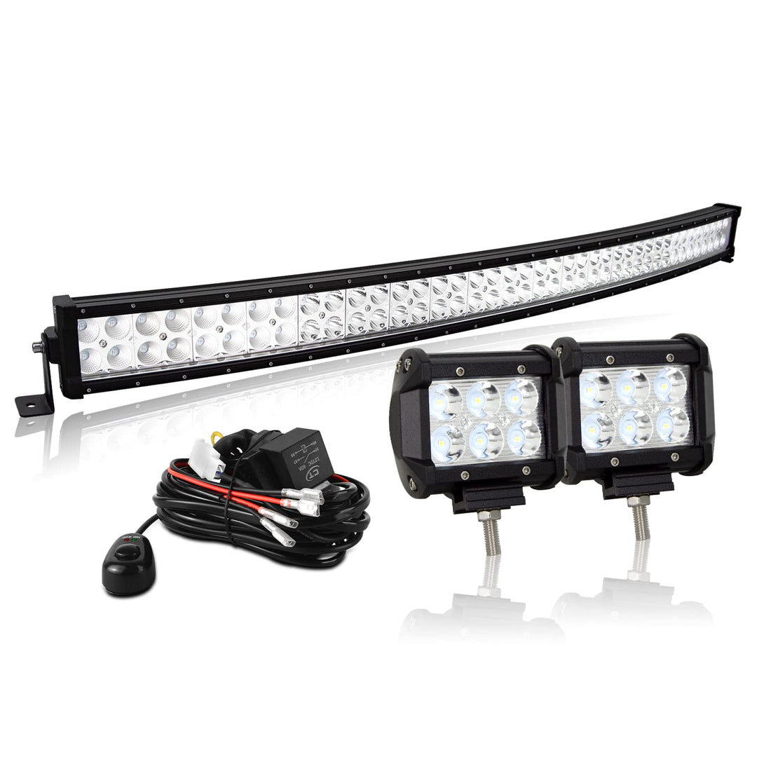AUXTINGS LED Zusatzscheinwerfer Scheinwerfer 106 cm 240W LED Nebelscheinwerfer gebogen+ 10cm Spotlig