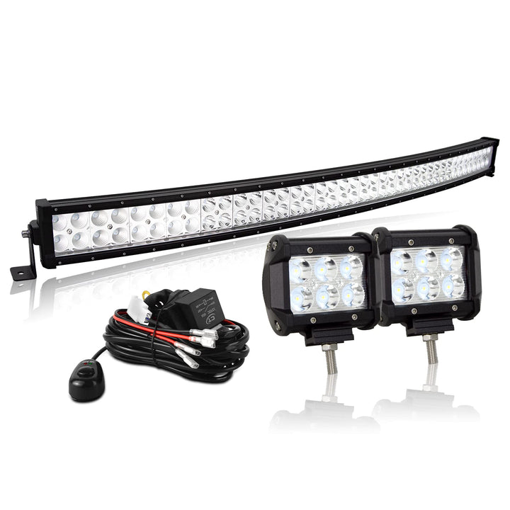 AUXTINGS LED Zusatzscheinwerfer Scheinwerfer 106 cm 240W LED Nebelscheinwerfer gebogen+ 10cm Spotlig