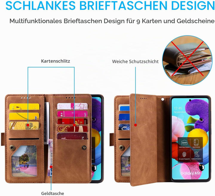 EYZUTAK Handyhülle für Samsung Galaxy S20 FE 5G Hülle,Flip Case Lederhülle Reissverschluss Magnetver