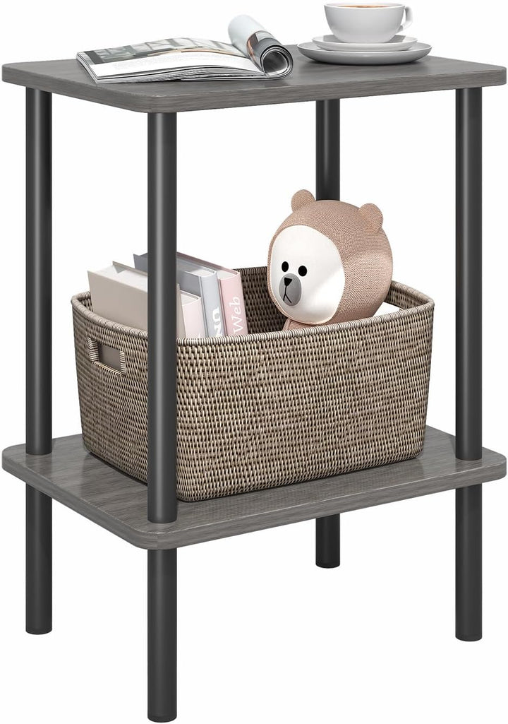 APICIZON Beistelltisch Holz, 2 Tier Nachttisch Schmal, 40x30x52cm, Beistelltisch Klein mit Stauraum,