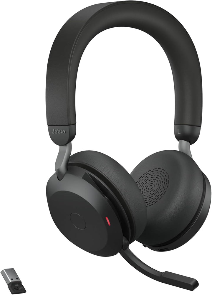 Jabra Evolve2 75 Wireless PC Headset mit Ladedock, 8-Mikro-Technologie - Dual-Foam-Stereo-Kopfhörer