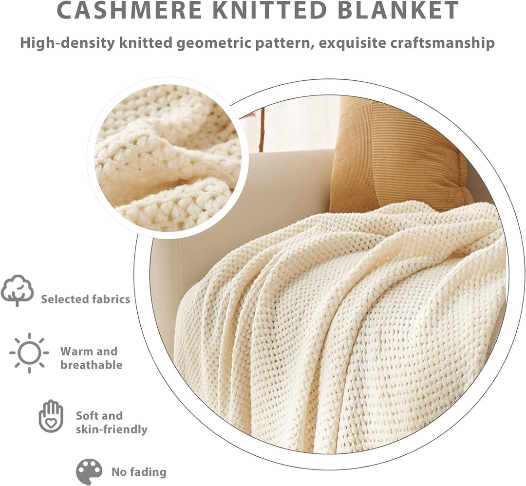 LumiSyne Strickdecke Mit Quaste Atmungsaktiv Zellulare Decke Nordisch Stil Weich Kuscheldecke Überwu