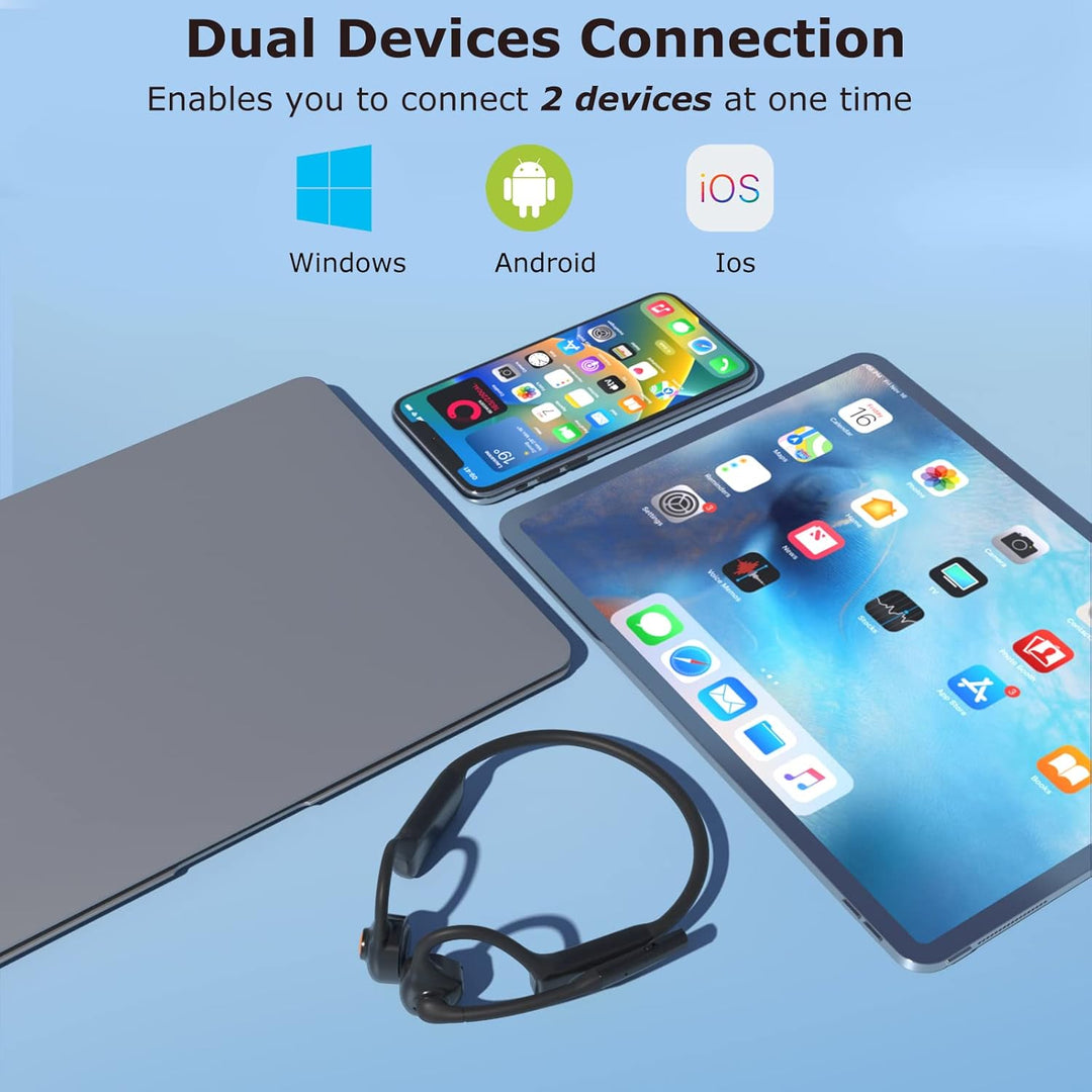 MONODEAL Bluetooth Headset mit Mikrofon, Open-Ear Headset Bluetooth 5.1 mit Multipoint-Verbindung, W