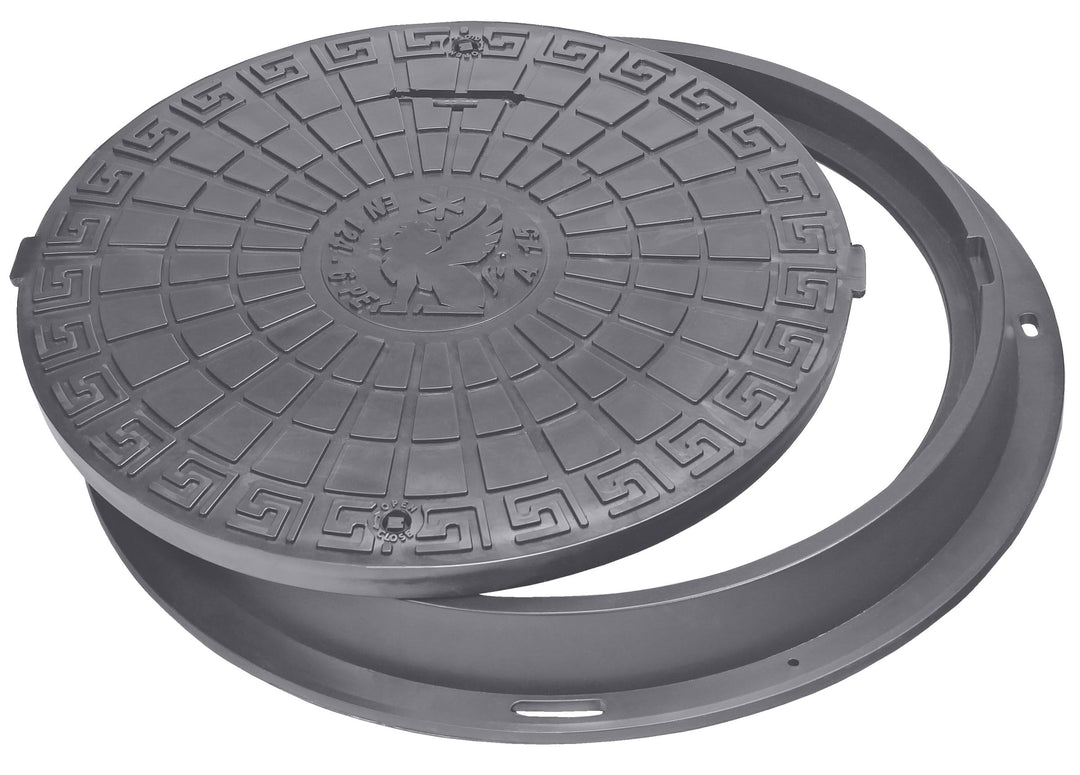 BABYLONPLAST Schachtabdeckung, Kanaldeckel DN600/780, Deckel Kunststoff Schachtdeckel A15, mit Siche