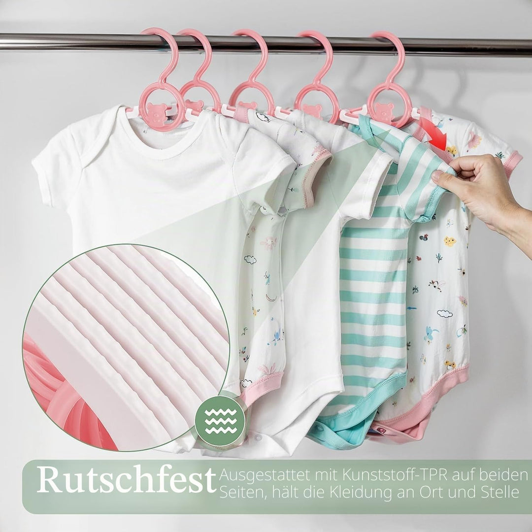 HGYZE Baby Kleiderbügel Kinder Antirutsch, 29-37cm Ausziehbare Kinderkleiderbügel mit Hosenständer,