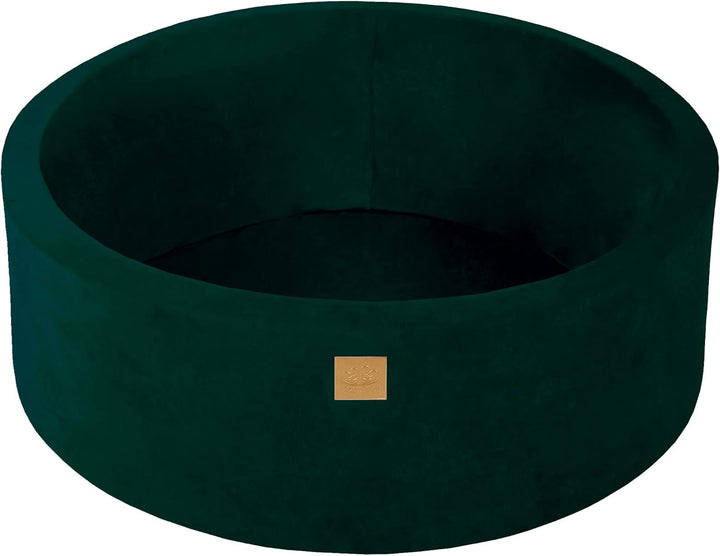MEOWBABY Bällebad Baby - Rund 90x30cm Ballgruben für Kinder ohne Bälle, Samt, Dunkelgrün 90x30cm Dun