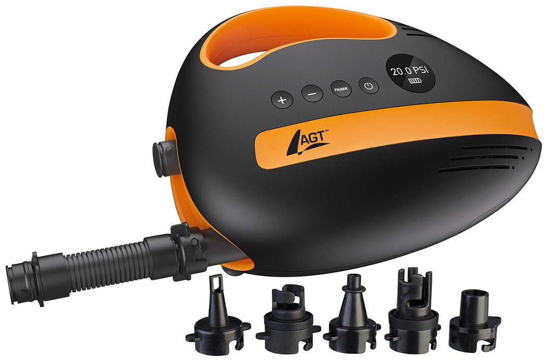 AGT SUP Pumpe: Akku-Luftpumpe für SUP-Boards, 350 l/Min., 3x4.000mAh mAh, USB, 12 V (Luft-Pumpe, SUP