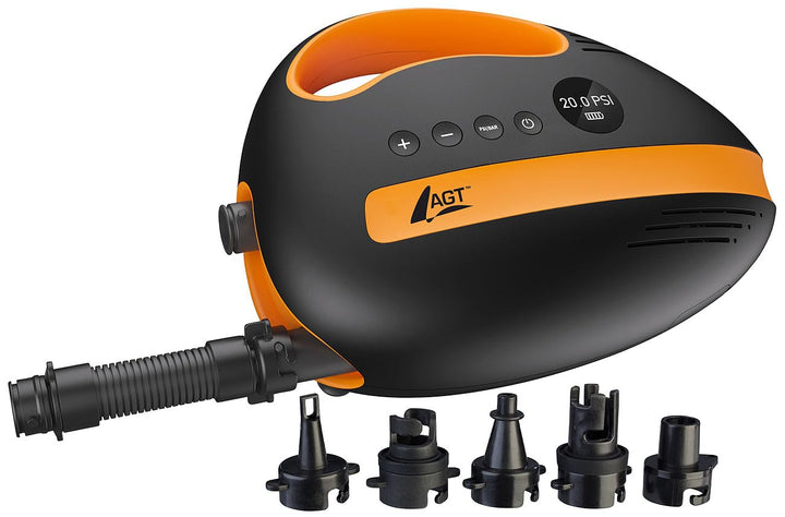 AGT SUP Pumpe: Akku-Luftpumpe für SUP-Boards, 350 l/Min., 3x4.000mAh mAh, USB, 12 V (Luft-Pumpe, SUP