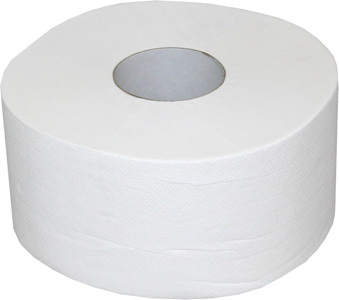 Mini-Jumbo Toilettenpapier | 12 Rollen | Zellstoff | 2-lagig | 900 Abrisse pro Rolle | geprägt + per