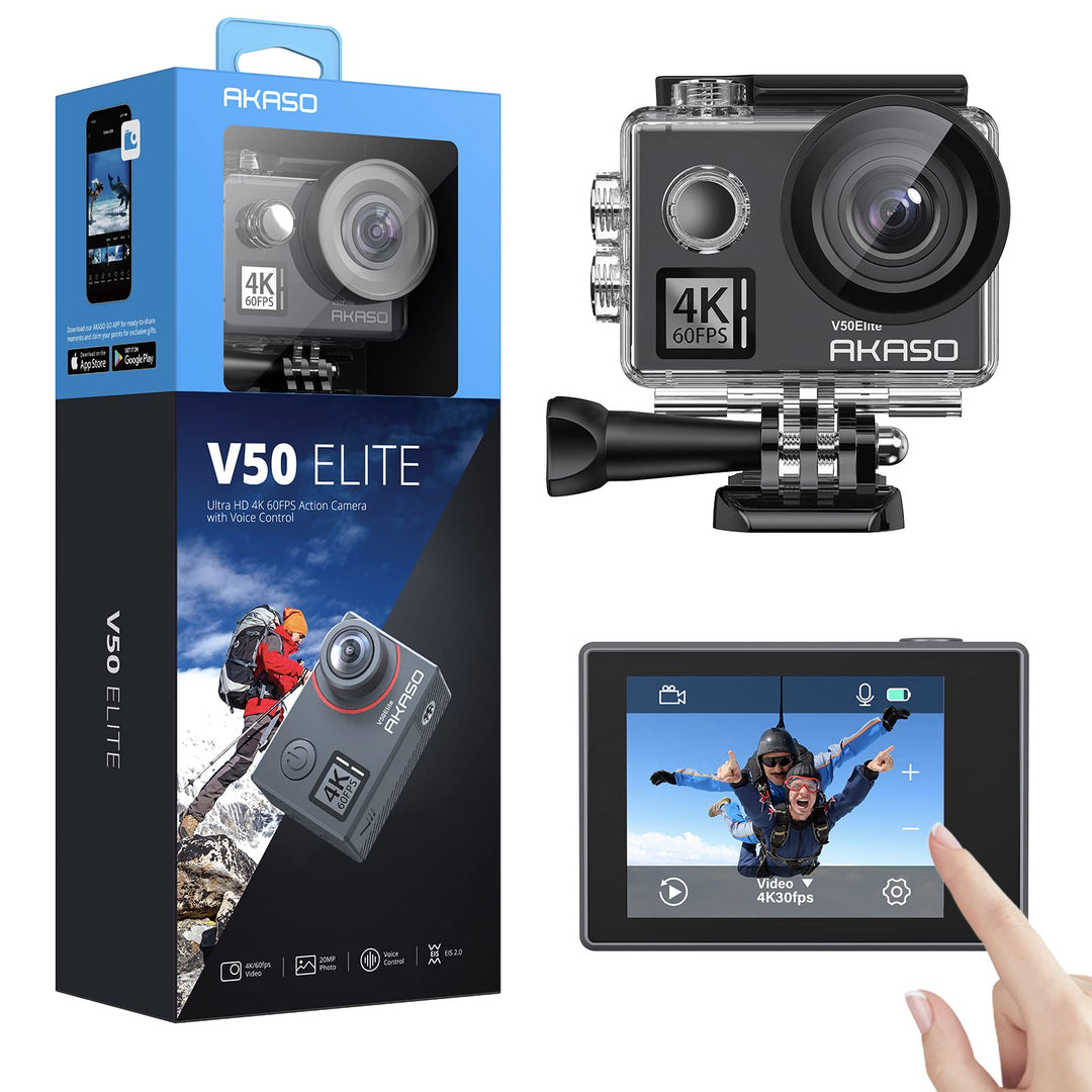 AKASO Action cam 4K/60fps /Action Kamera 20MP WiFi mit Touchscreen EIS 40M unterwasserkamera V50 Eli