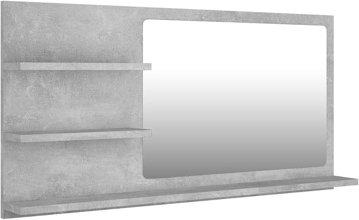 homiuse 90x10,5x45 cm Badspiegel Spiegel mit 3 Regale Rechteckiger Wandspiegel Mirror Badezimmerspie