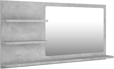 homiuse 90x10,5x45 cm Badspiegel Spiegel mit 3 Regale Rechteckiger Wandspiegel Mirror Badezimmerspie