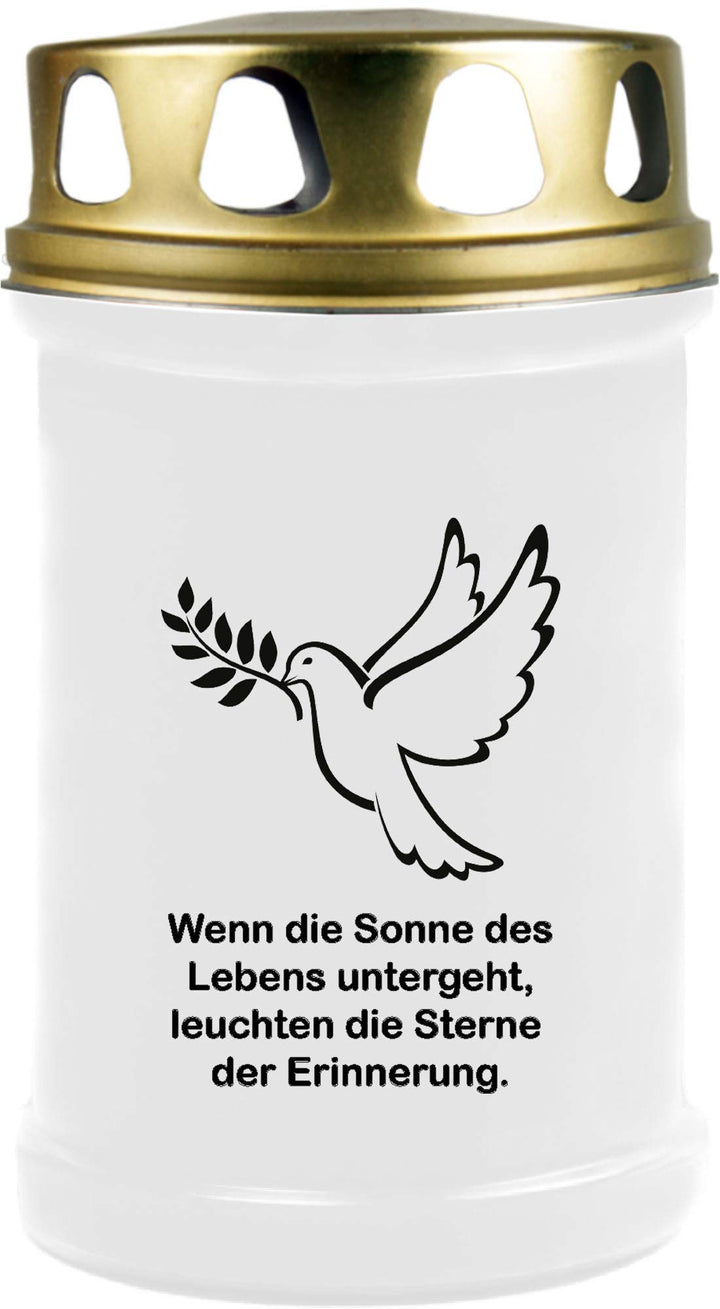 HS Candle 8er Pack Grabkerzen mit Motiv, Grablicht mit Brenndauer von ca. 2 Tage, Motiv: Taube, in v