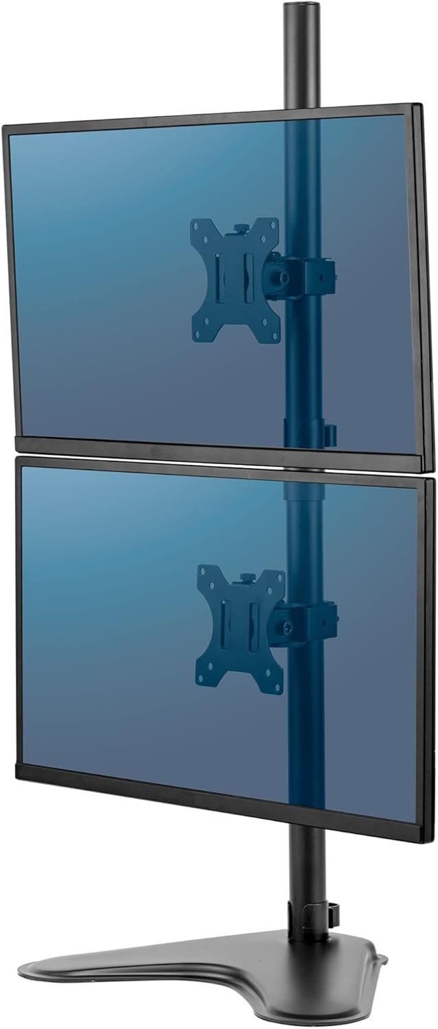 Fellowes Monitorarm Seasa mit Standfuss - höhenverstellbar - für 2 Monitore übereinander bis je 81,2