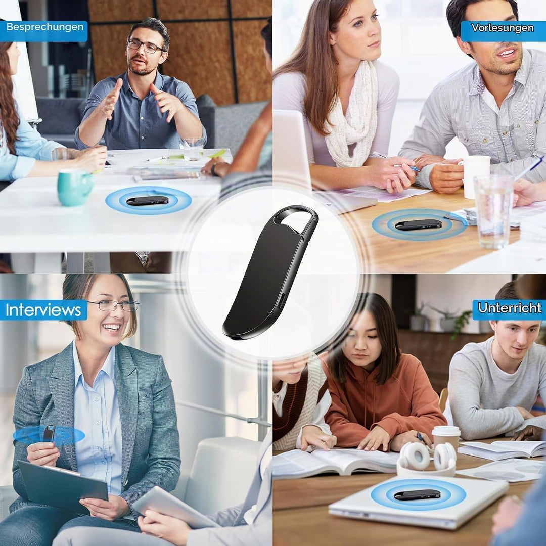 Mini Digitales Diktiergerät 32GB, Clooissr 1536 Kbps Diktiergerät Aufnahmegerät mit Rauschunterdrück