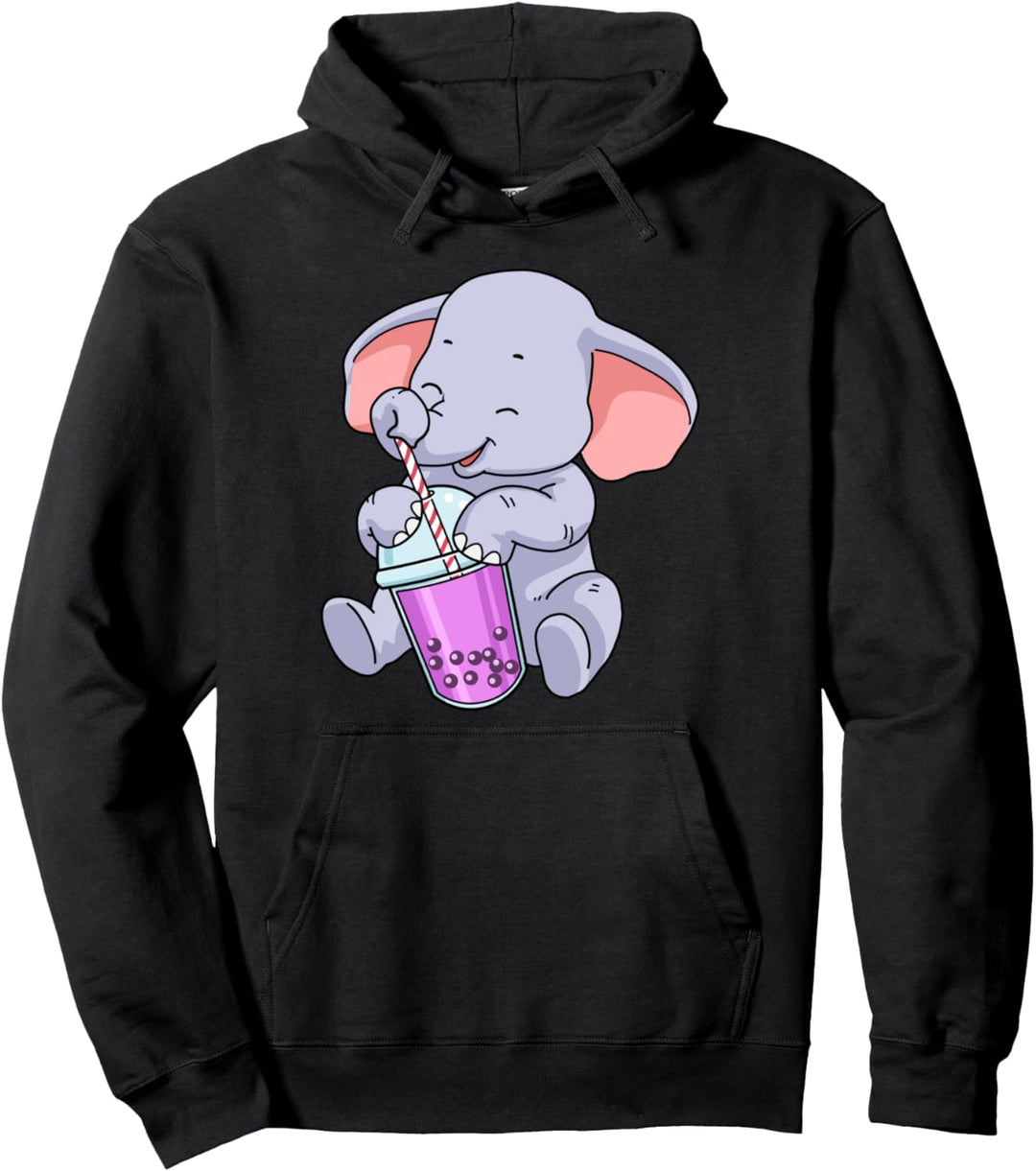 Bubble Tea Hoodie Männer Elefant Boba Pinker Tea Bubble Tea Pullover Hoodie
