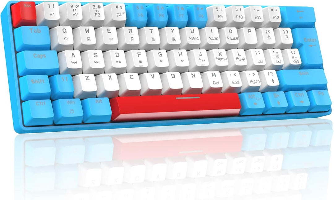 Mini 60% Gaming-Tastatur Kabelgebundene mechanische Keyboard, Kompakte Tragbare 62 Tasten, UK-Layout