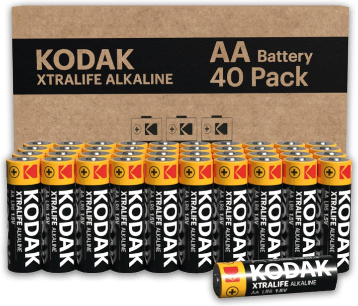 KODAK AA Alkali Batterien 1,5V (40 Stück) Hochleistungsbatterien Bis Zu 145% längere Lebensdauer, 10