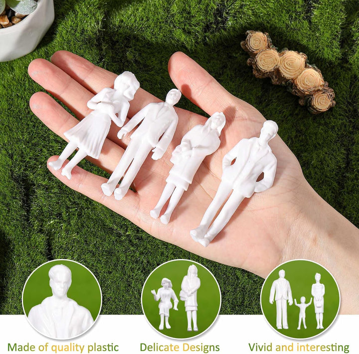 Namalu 50 Miniatur Figuren für Modellbau Stehende und Sitzende Mini Figuren Diorama Unbemalte Weisse