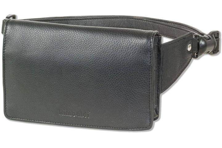 Kompakte Bauchtasche von Rimbaldi Slim-Modell Weiches Rind-Nappaleder Schwarz