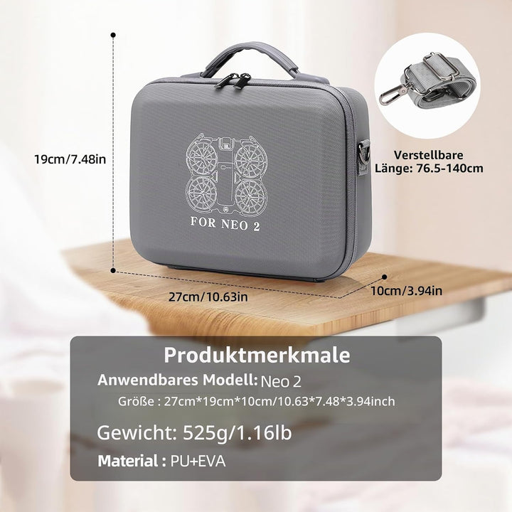 Tasche DJI Neo2 Drohne,Carrying Case für DJI Neo2 mit 2 Akkus,Ladestation,Neo 2 kleine Tragetasche m