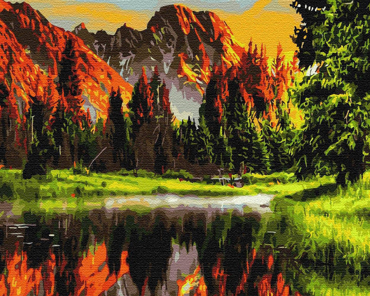 Artnapi Malen nach Zahlen Erwachsene mit Rahmen | DIY Handgemalt | Berglandschaft | Kit für Anfänger
