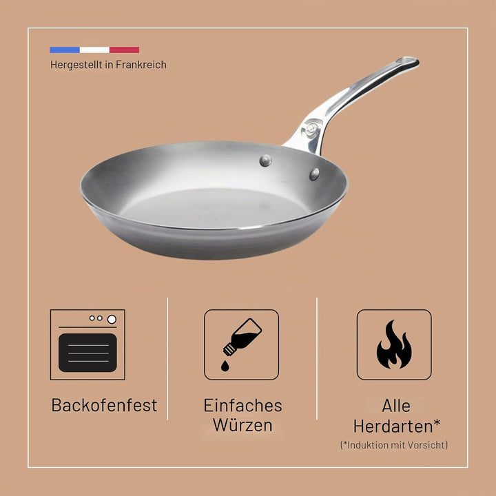 de Buyer - Bratpfanne MINERAL B PRO - 24 cm - 5680.24, Silber Durchmesser 24 cm, Durchmesser 24 cm