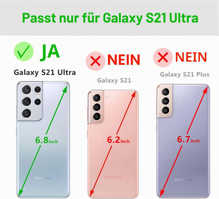 LENSUN Echtleder Hülle für Samsung Galaxy S21 Ultra, Handyhülle [Echtes Leder] [Magnetverschluss] [K