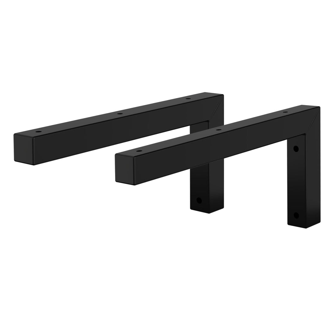 ML-Design 2er Set Wandkonsole für Waschtisch, 300x150 mm, Schwarz, Stahl, Design Waschtischhalterung
