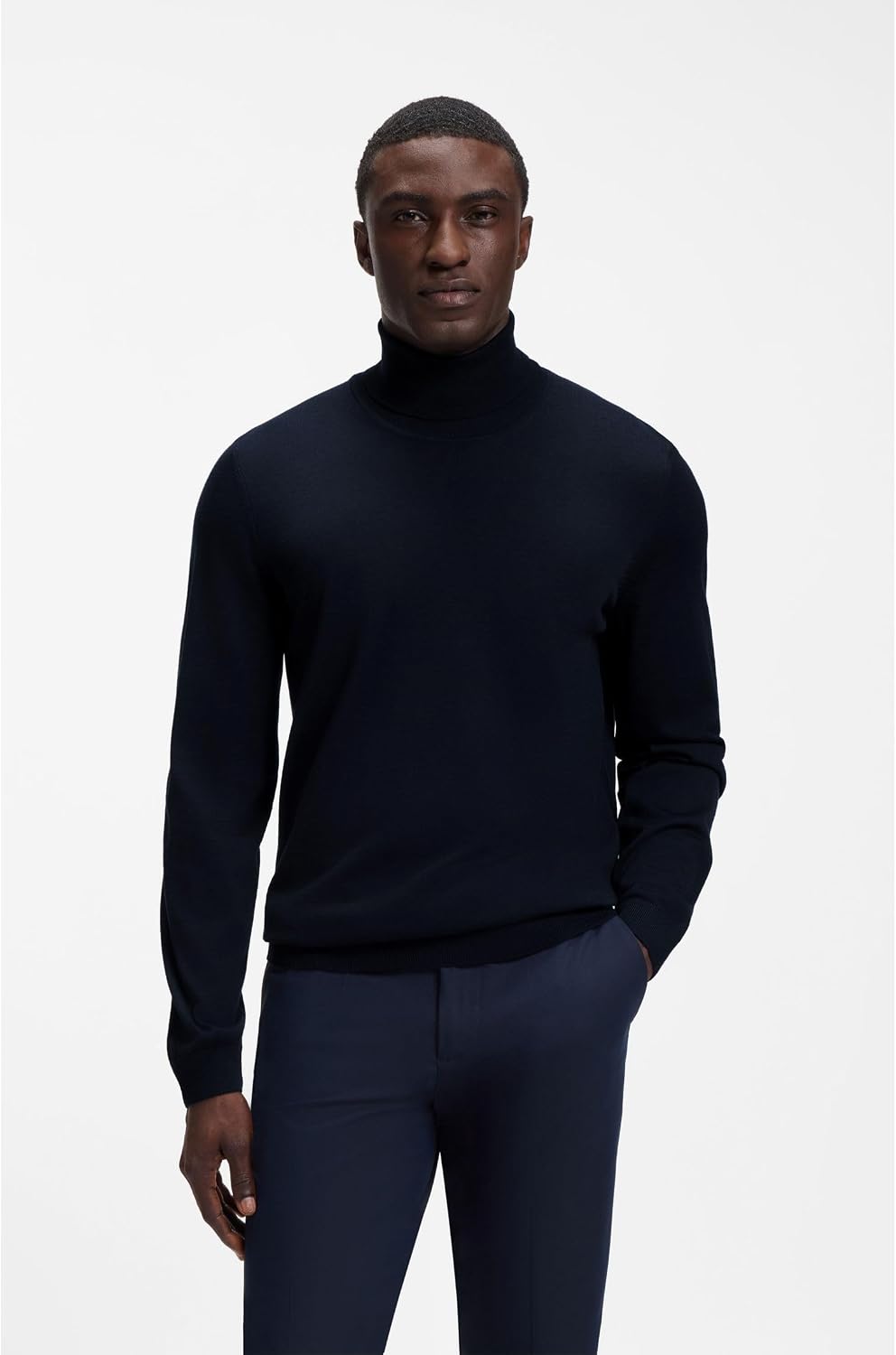 BOSS Herren Musso-P Slim-Fit Rollkragenpullover aus extrafeiner Merinowolle S Dunkelblau404, S Dunke