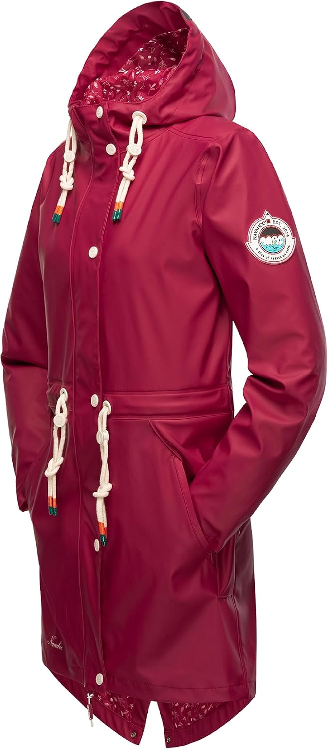 Navahoo Damen Übergangsjacke Regenmantel wasserdicht lang mit Kapuze Tropical Stormoo XS-3XL XS Fuch