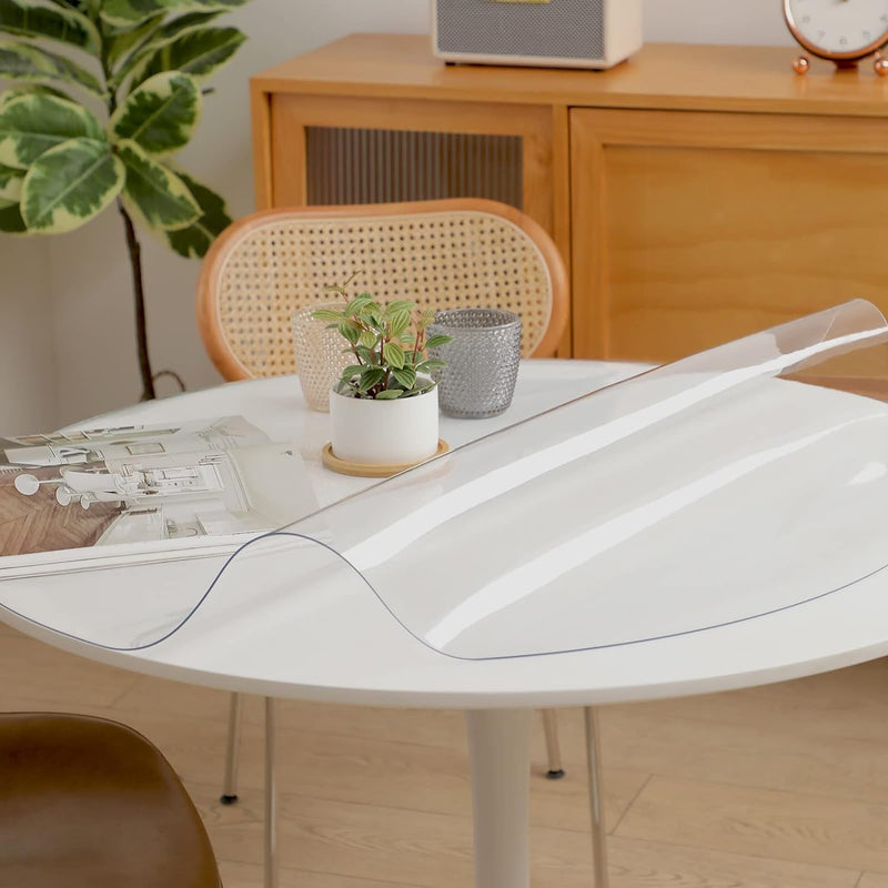 Runden Transparent Tischschutz Durchmesser 90cm PVC Durchsichtige Tischdecke Klare Tischdecke Plasti