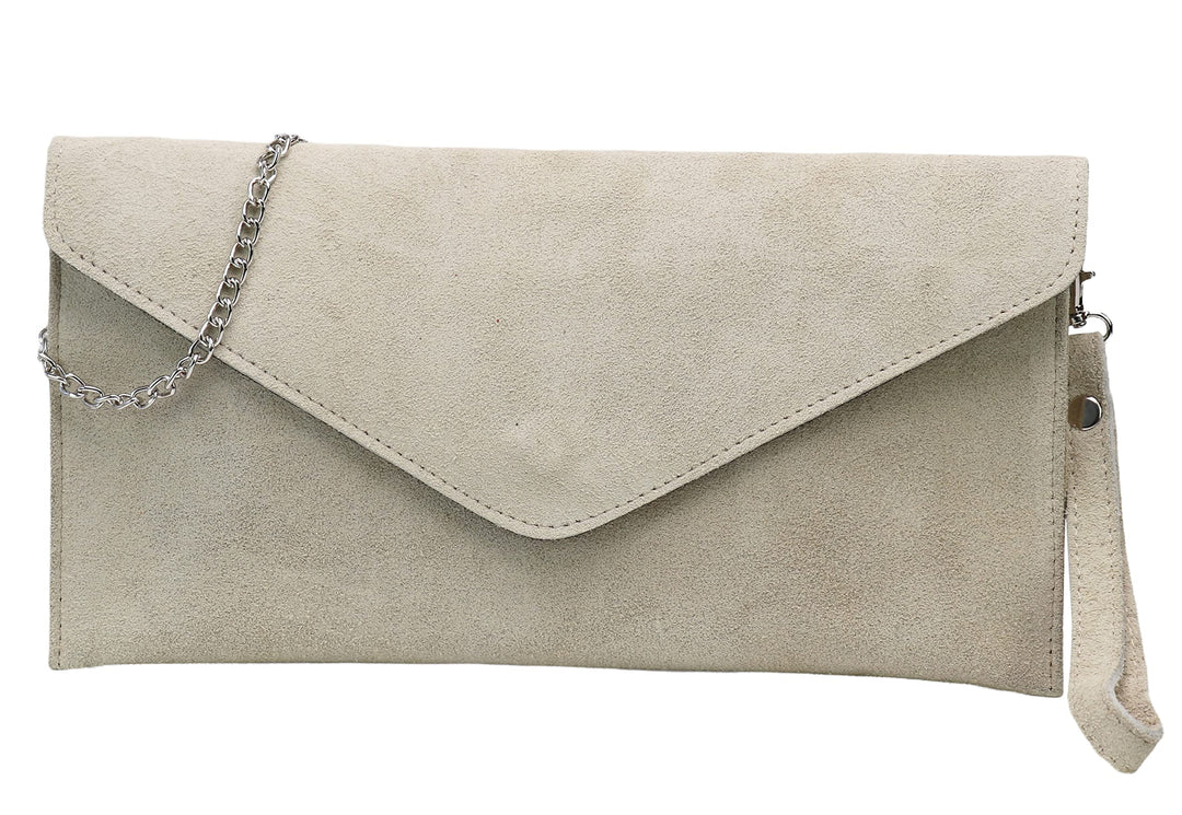 SH Leder Echtleder Clutch Umhängetasche kleine Tasche Abendtasche in Wildleder oder Metallic 31,5x16