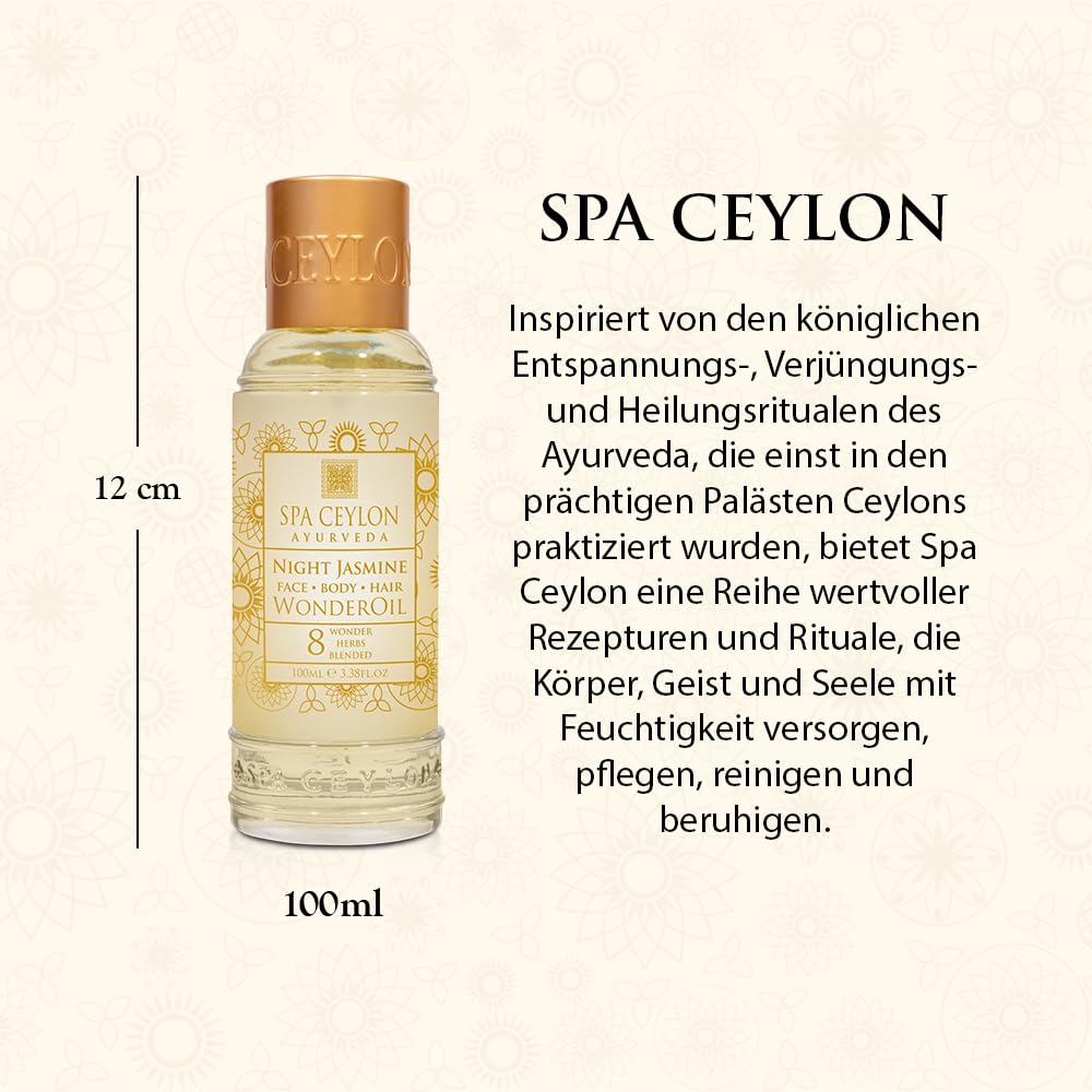 SPA CEYLON Night Jasmine Wonder Oil, 100 ml – ayurvedisches Pflegeöl mit Jasmin, intensiv nährend &amp;