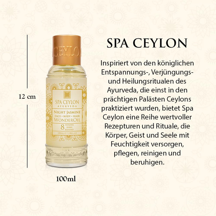 SPA CEYLON Night Jasmine Wonder Oil, 100 ml – ayurvedisches Pflegeöl mit Jasmin, intensiv nährend &amp;