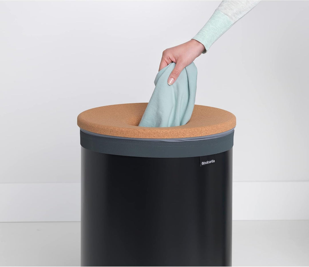 Brabantia Wäschebox mit Korkdeckel, Schwarz, 60 L 60L Wäschebox mit Korkdeckel Matt Black, 60L Wäsch