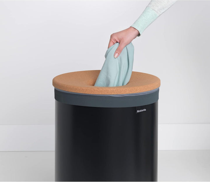 Brabantia Wäschebox mit Korkdeckel, Schwarz, 60 L 60L Wäschebox mit Korkdeckel Matt Black, 60L Wäsch