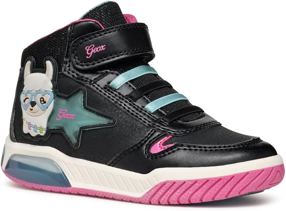 Geox Mädchen J Inek Girl C Sneakers 24 EU Black Aqua, 24 EU Black Aqua