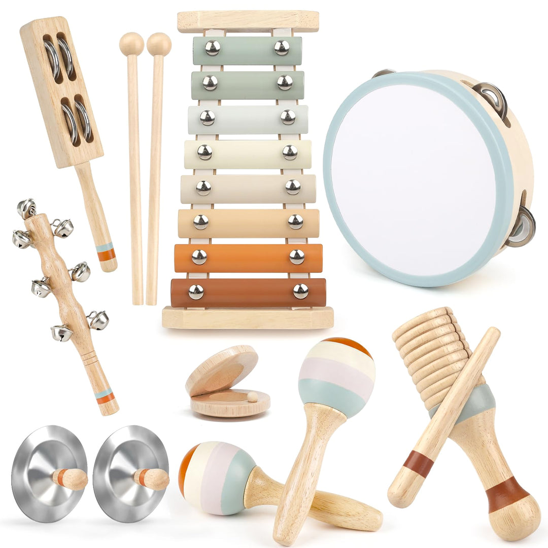 Toddler Musical Instruments, Neutral Colours Montessori Wooden Musical Instruments for Toddlers from
