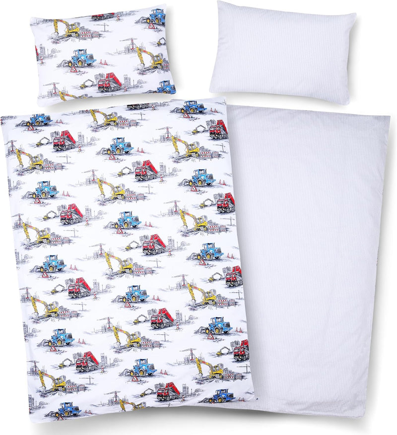 PinkZebra Kinderbettwäsche: Decke 100 x 135 cm + Kissen 40 x 60 cm mit Reissverschluss, Babybettwäsc