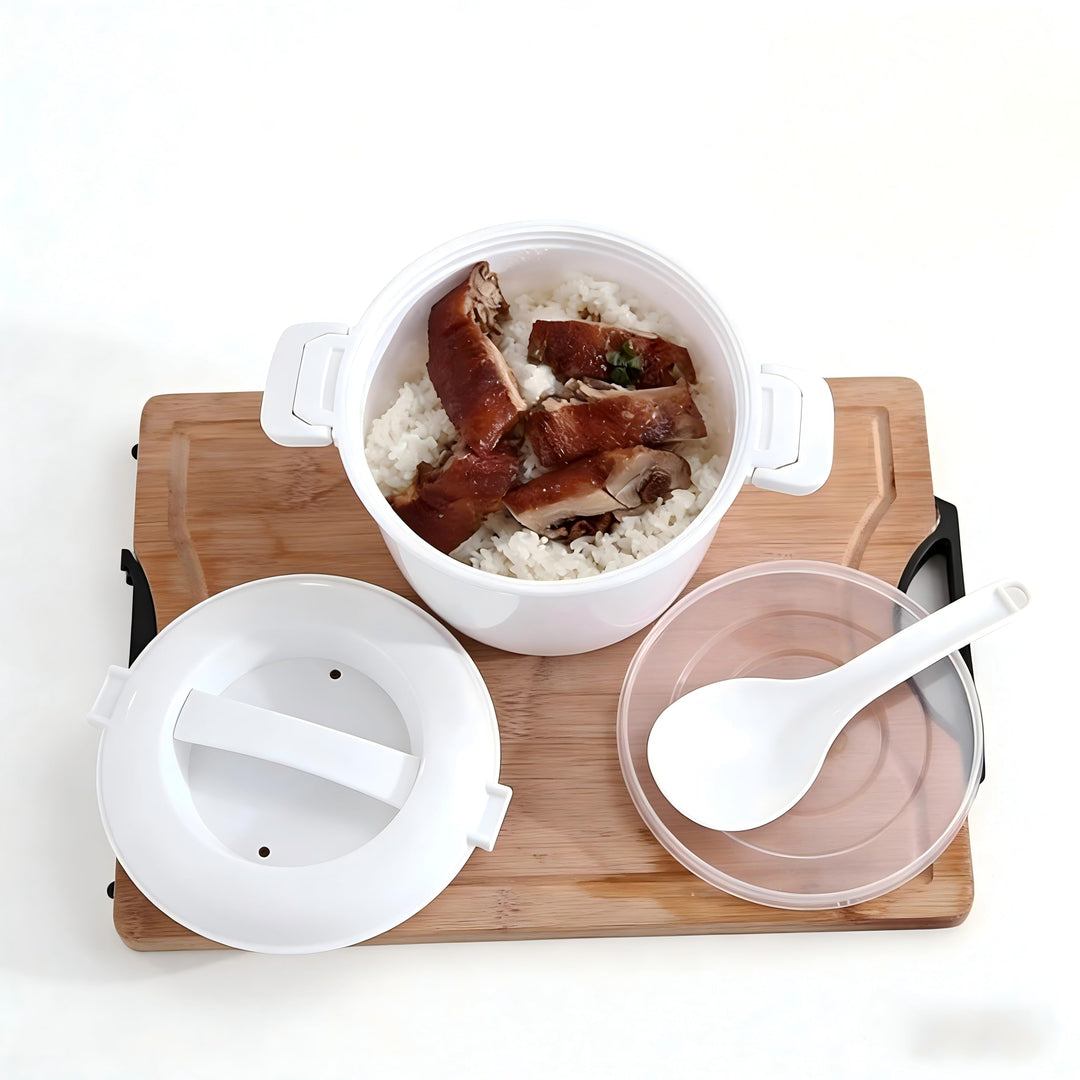 Reiskocher Mikrowelle, Tragbarer Mikrowellen Reiskocher, Mikrowellen Dampfgarer mit Reislöffel & Fil