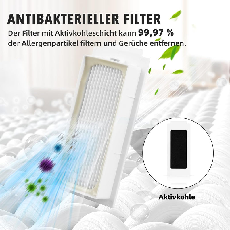 18 Stück Zubehör für Ecovacs Deebot T30S Combo / T30S Combo Complete Saugroboter, 1 Hauptbürste 4 St