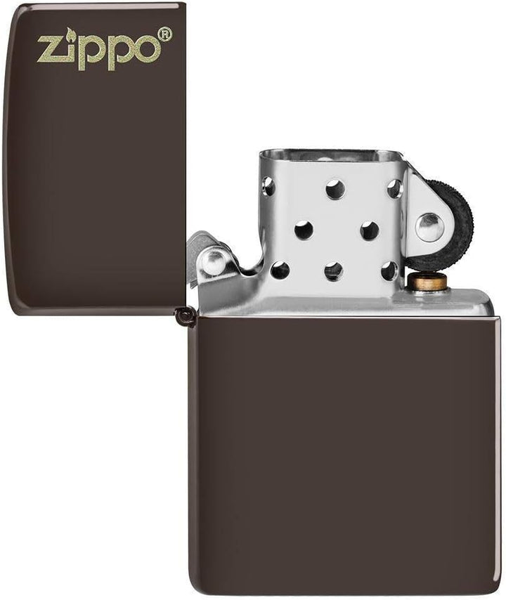Zippo Sturmfeuerzeug - Logo, Brown, Color Image - Nachfüllbar - Wiederverwendbar - Windfestes Design