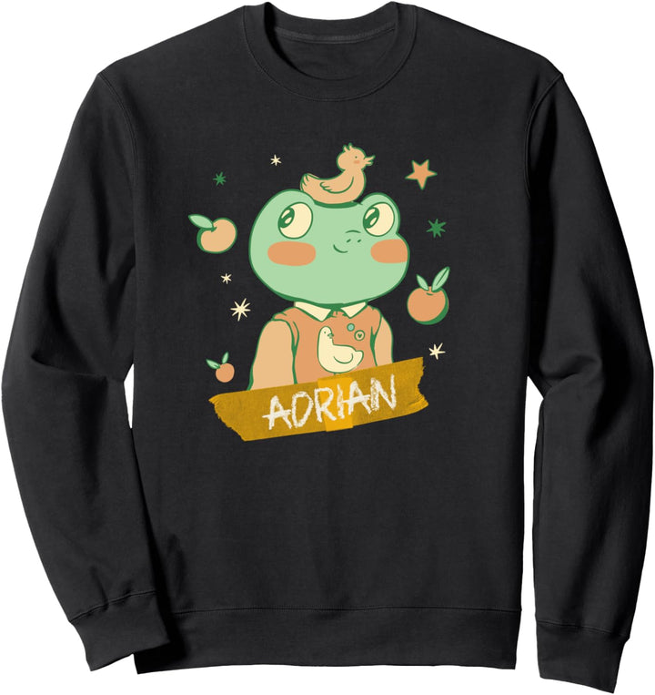 ADRIAN - Schöner Jungen Name mit süssem Frosch Sweatshirt