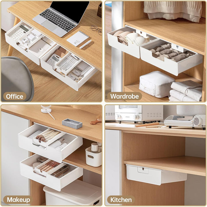 Unterbau Schublade XL Gross, Schubladen Unter Schreibtisch mit 2 Montagearten (Schrauben&Selbstklebe