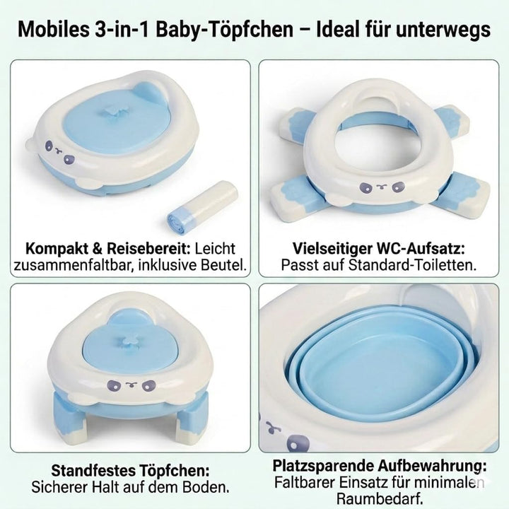 P & K Tragbarer Töpfchensitz Töpfchen für Kinder – Faltbare Reise-Toilette, Leicht & Kompakt, Einfac