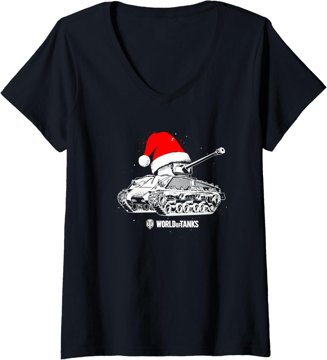 World of Tanks M4A3E8 Sherman mit Weihnachtsmütze T-Shirt mit V-Ausschnitt